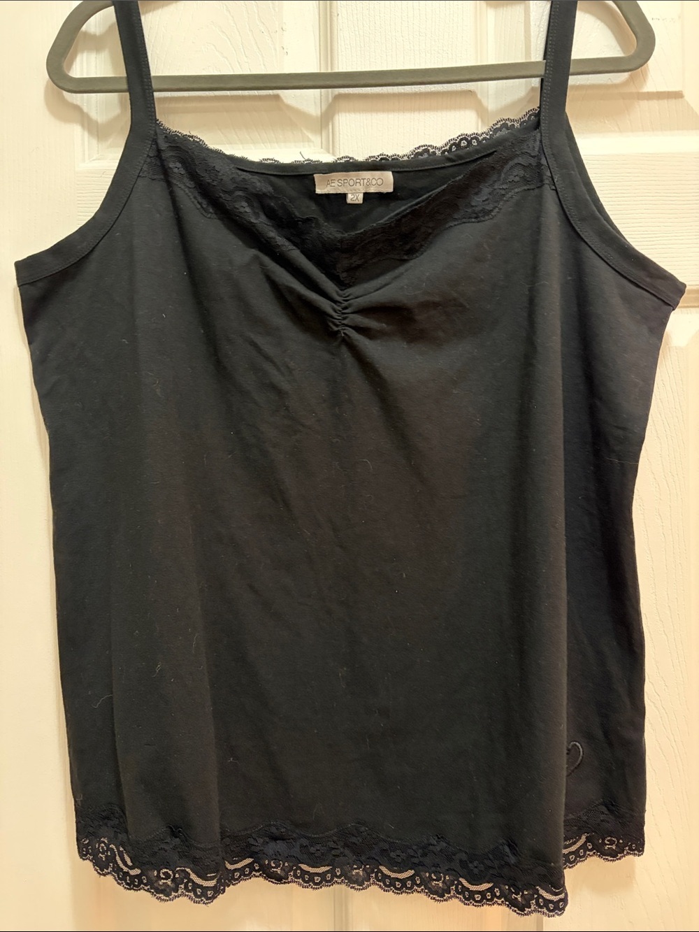 Black Lace-Trim Tank Top